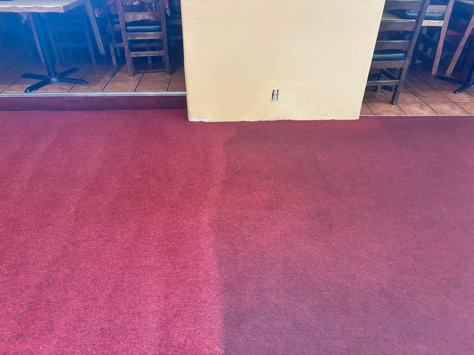 Red commercial carpet cleaning in a Las Cruces, NM business