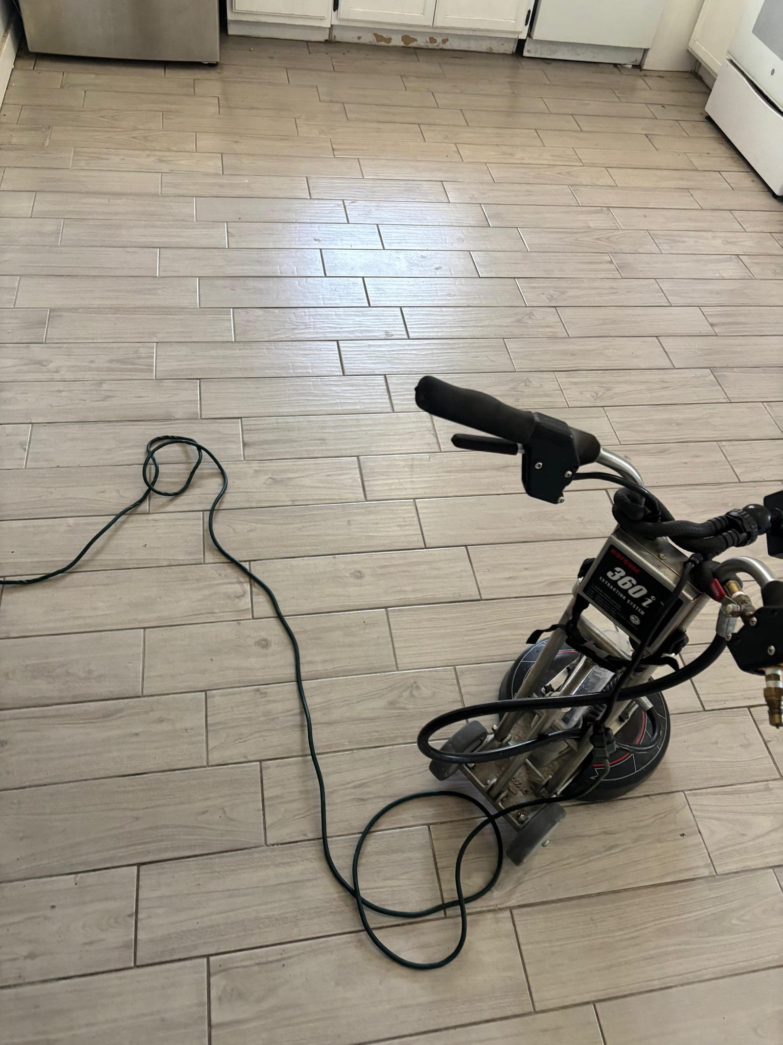 Tile floor deep cleaned during a tile and grout cleaning job in Las Cruces, NM